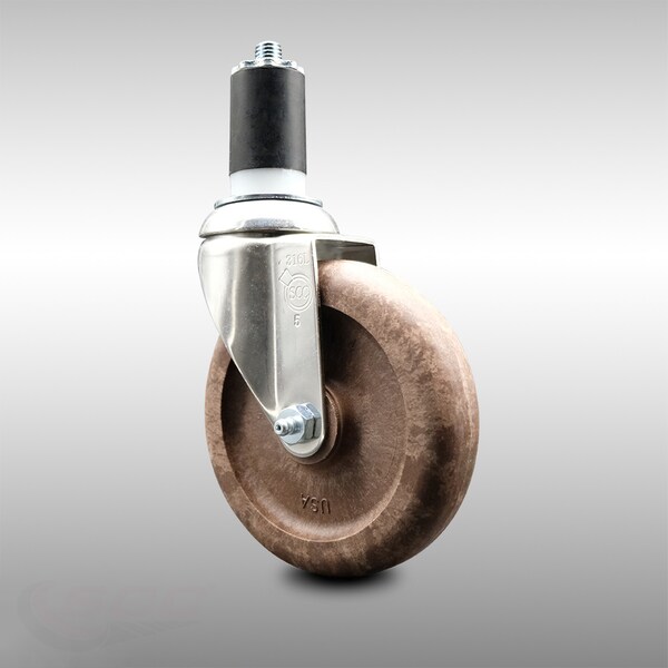 5 Inch 316SS High Temp Glass Filled Nylon 1-1/2 Inch Expanding Stem Caster SCC